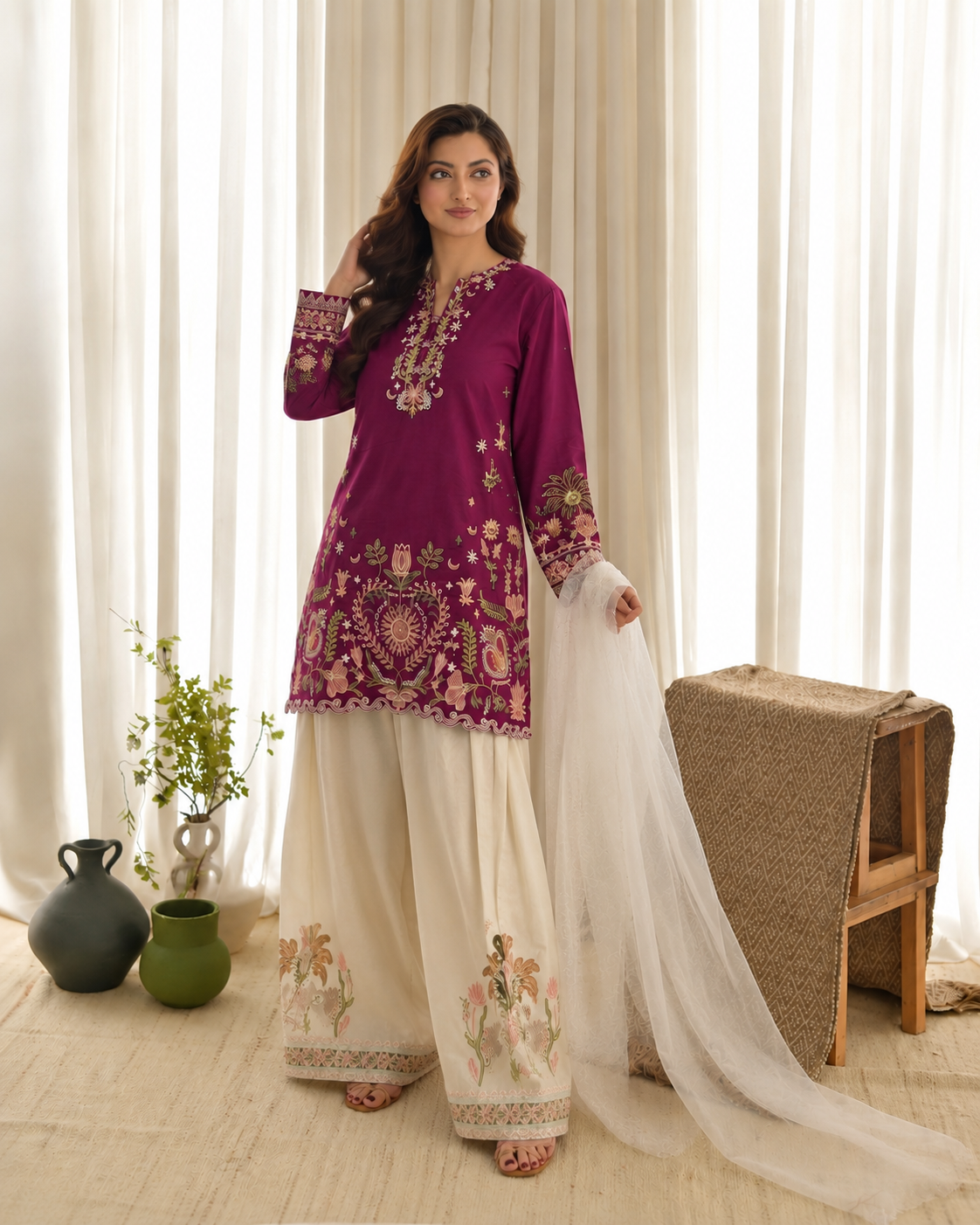 Mulberry Bloom 3 PCs EMBROIDERY