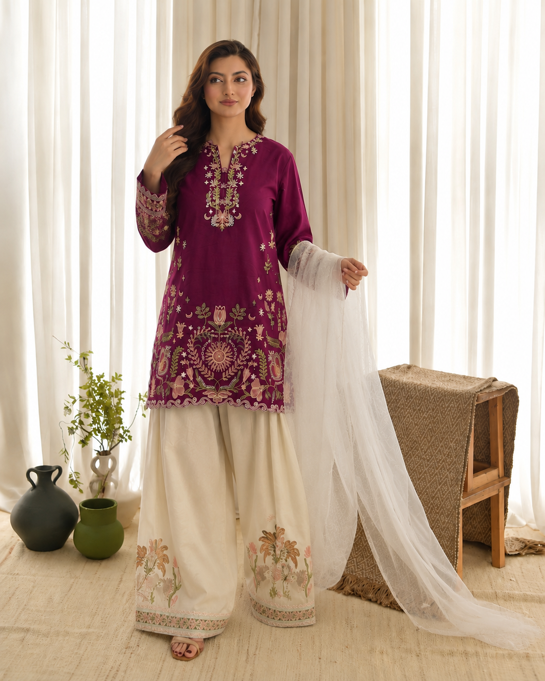 Mulberry Bloom 3 PCs EMBROIDERY